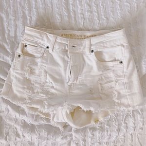 white distressed shorts